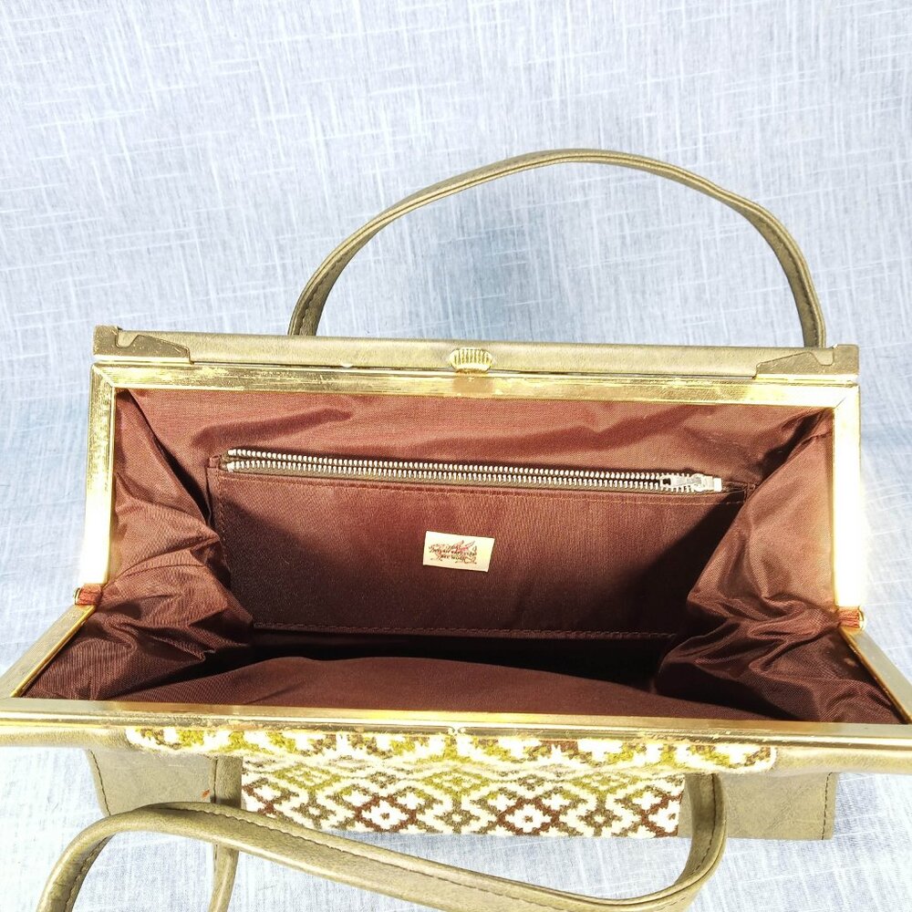 1960's Olive with Welsh Fabric Structured Purse - Picture 5 of 9